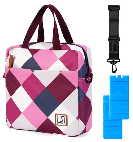 Brisby Lunchtasche - 7L, Vierschicht isolierte Kühltasche mit Kühlelemente, vielseitige Lunchbag (Rosa)