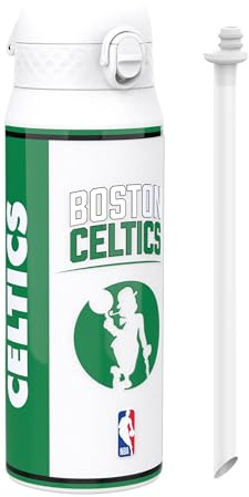NBA Boston Celtics Sports Thermal Water Bottle with Removable Straw, 750ml/24oz, Leak-Proof Insulated Drinking Bottle, Easy to Open, Secure Lock, Dishwasher Safe, Flip Cover, Metal Bottle