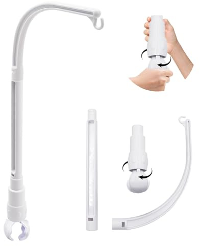 Hyacint spjälsäng mobil arm, 58,4 cm justerbar bredd baby mobilhållare, avtagbar klo spjälsäng säng klocka ram, gör-det-själv hängande vindspel leksak, barnkammardekor hållare utan leksak och