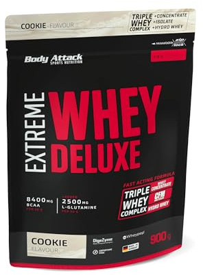 Body Attack Extreme Whey Deluxe, Cookies & Cream, 900g Beutel