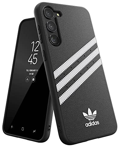 adidas Schutzhülle für Samsung Galaxy S23 Plus 6,6 Zoll | Stoßfester Fallschutz | Kabelloses Laden kompatibel | Schwarz-Weiß-DREI-Streifen-Design | Schützende Originale Handyhülle
