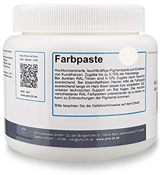 DD Composite Farbpaste 500g reinweiß RAL 9010 Pigment hochkonzentriert für Kunstharze Epoxidharz Resin Polyesterharz Gießharz farbintensiv deckend