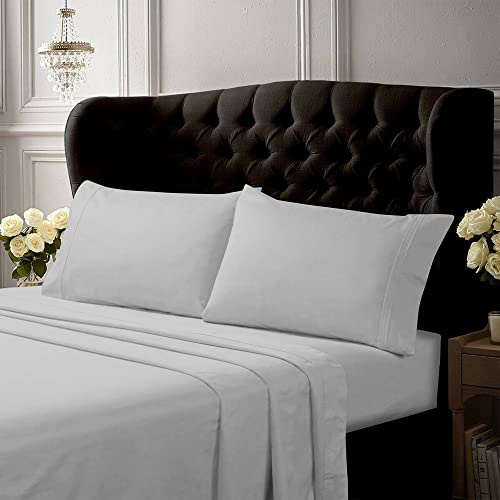 Tribeca Living Queen Egyptian Cotton Percale Sheet Set, Silver