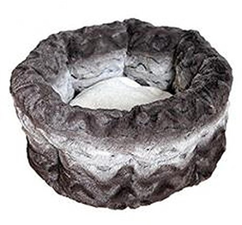Rosewood 40 Winks Grey & Cream Snuggle Plush Round Bed, For Dogs & Cats, 40cm