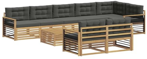vidaXL Outdoor-Sofagarnitur 9 pcs Weiß und Anthrazit Polyester, Gartenlounge, robuster Outdoor-Sofa, modulares Möbel für Terrasse, Sitzbereich und Gemütlichkeit
