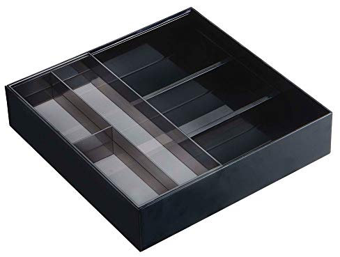 YAMAZAKI 3442 TOWER Extendable Desk Organiser, black, ABS Resin/PS Resin, 25 x 24.6 x 5.7 cm
