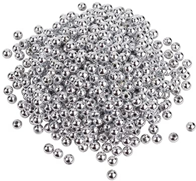 VBS XXL Wachsperlen 6 mm 600 Stück Kunststoffperlen für Schmuckherstellung Basteln Dekoration Perlenschmuck DIY Projekte Silber