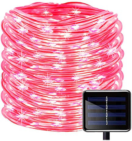 KINGCOO 100LED Catena Luminosa Solare, Impermeabile 39ft/12M Stringa Luci Corda Tubo Rame Decorative per Natale Giardino Sentiero (Rosso)