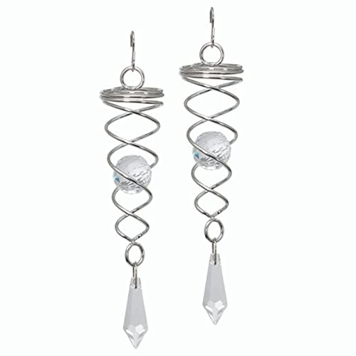 CIM Windspirale - Little Crystal Twister [2er-Set] - klar - Windspiel-Abmessung: 3x16cm - Inklusive 2 Glasobjekte mit Facettschliff - inkl. Haken und Nylonschnur