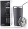 Sivaphe Tumbler Stainless Steel with Straw and Lid, Travel Mug, Reusable Coffee Cup, Men Gifts, Double Wall Insulated Vacuum 20OZ Grey