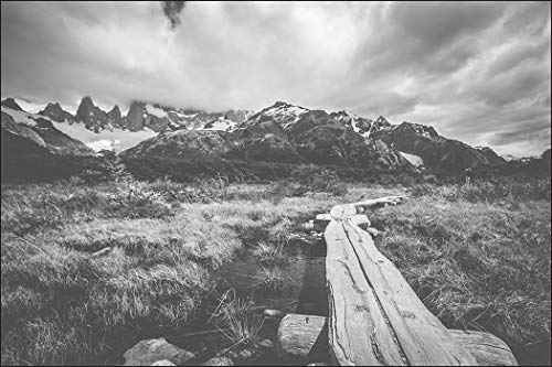Muralo Fototapete Gebirge 240 x 360 cm Vlies Tapete Wandtapeten Berge Schwarz-Weiß Ausblick Wohnzimmer Schlafzimmer Moderne Wandbilder XXL Natur Landschaft Panorama Wand Dekoration