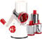 Ourokhome Cheese Grater Vegetable Slicer - Rotary Round Drum Grater Chopper with 3 Stainless Steel Drums Strong Suction Base