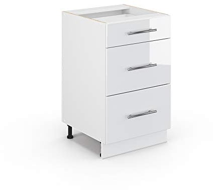 Vicco Mueble bajo de Cocina Fame-Line, Blanco Alto Brillo/Blanco, 50 cm sin encimera