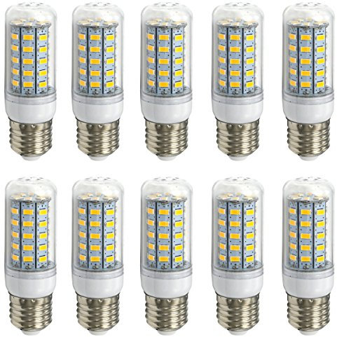 Aoxdi E27 LED Corn Bulbs 7W, Warm White, 48 SMD 5730 E27 Screw LED Light, AC220-240V, 10-Pack (Warm White)