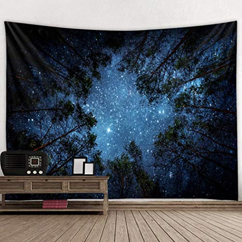 TANGT Tapisserie Sternenhimmel See Tapisserie Wandteppich Kosmos Stern Weltraum Universum Wandbehang für Schlafzimmer Wohnzimmer Schlafsaal Marineblau (E,230 x 180 cm)