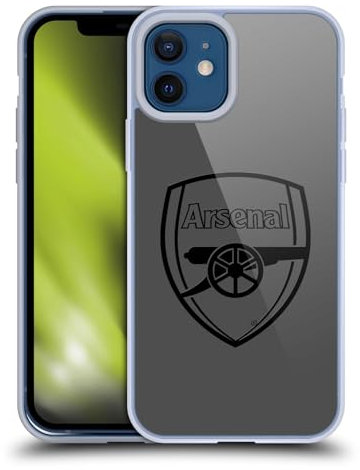 Head Case Designs Officially Licensed Arsenal FC Black Logo Crest 2 Gel Case [Military Grade Protection] Compatible With Apple iPhone 12 / iPhone 12 Pro