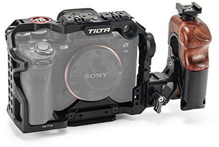(Black) TILTA TA-T18-C-B Full Camera Cage + Wooden Handle Rig für Sony Alpha 7S III / A7S III / A7S3 Kamera Käfig Tiltaing Kit C