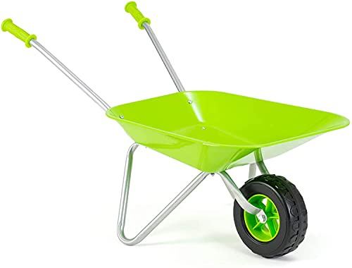 Unibos Kids Metal Wheelbarrow Garden Toy Childrens Play Wheel Barrow Outdoor Toy