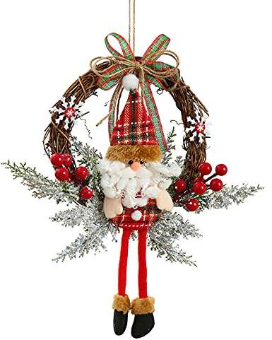 Dekorative Blumenkranz Kranz Weihnachten Künstliche Türkranz Dekokranz Dekorative Türkränze Dekoration für Weihnachten Kamin Innen- und Außenbereich Wanddekoration mit Tannenzapfen und roter Beere