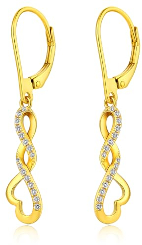 Gold Ohrringe Hängend Herz Ohrringe Gold Silber Ohrringe Damen 925 Ohrringe Silber 925 Hängend Sterlinsilber Ohrringe Vergoldet Ohrringe Hängend Unendlichkeit Infinity Ohrringe Gold