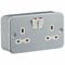 Mr Gadget Solutions® 2 Way Double Mains Metal Clad Switched Socket Outlet 13A with Mounting Back Box