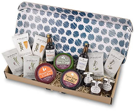 Thornton & France Letterbox Hamper Cheese Please | 3 Artisan English Cheeses With Crackers Chutneys & 2 x 50ml Port In Postal Box | Penny Post