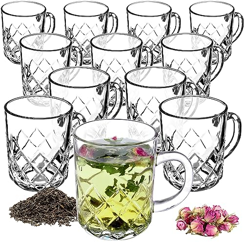 KADAX Teegläser 230ml, 12er Set, Gläser mit Griff, spülmaschinenfest, Trinkgläser für Kaffee, Tee, Wasser, Saft, Drink, Garten, Saftgläser, Wassergläser, Gläserset (Modell 1)