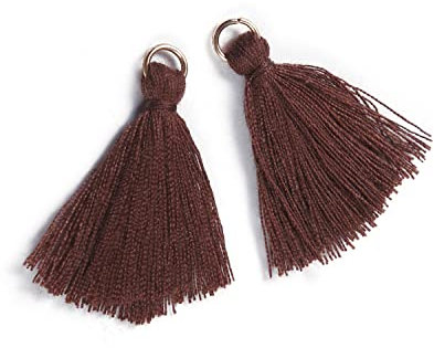 Duories 50 Stück Mini Quasten Anhänger,3cm Baumwolle Fransen Tassel Troddel Armband Schlüsselanhänger Basteln Quaste für Ohrringe Schmuckherstellung Taschen Lesezeichen DIY Handwerk Zubehör,Braun