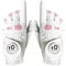 LOVMEAD Golfhandschuhe für Damen mit Ballmarker für Linke und rechte Hand, Cabretta-Leder im Paar, Damen-Golf-Handschuh, Regen-Griff, Allwetter-weich, bequem, flexibel (Rosa, S)