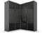 Rauch Möbel Quadra Schrank Eckschrank Schwebetürenschrank, Grau metallic/Hochglanz Effektgrau, Schwarz, 4-trg., inkl. 2 Kleiderstangen, 12 Einlegeböden, 3 Schubladen, BxHxT 181x229x187 cm