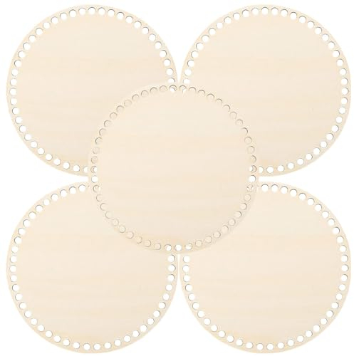 FOMIYES Taschenboden Holz Taschenboden Häkeln 5 Stücke Böden Kreis Blank Häkeln Strick Basis Former 25 cm Für DIY Körbe Geldbörse Zubehör Gehäkelter Korbboden Handtaschenboden Holz