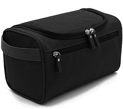 Trousse de Toilette Organisateuer de Toilette Sac de Toilette Homme Femme étanche Kit de Rasage Cosmétique Organisateur avec Crochet et Poignée pour Voyage Gym Business et Vacance Noir