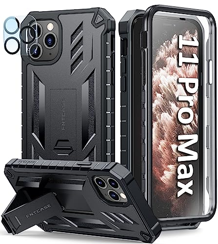 FNTCASE für iPhone 11 Pro-Max Hülle: Rundumschutz Handyhülle mit Kameraschutz Stoßfest Militärstandard FallSchutz Anti-kratzt Hülle mit Ständer Schutzhülle Case Cover für iPhone 11 Pro Max Hülle