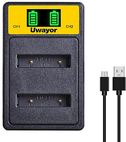 Uwayor en-EL5 Chargeur de Batterie Kit Appareil Photo Chargeur de Batterie USB pour Nikon Coolpix 3700 4200 5200 5900 7900 P3 P4 P530 P5000 P5100