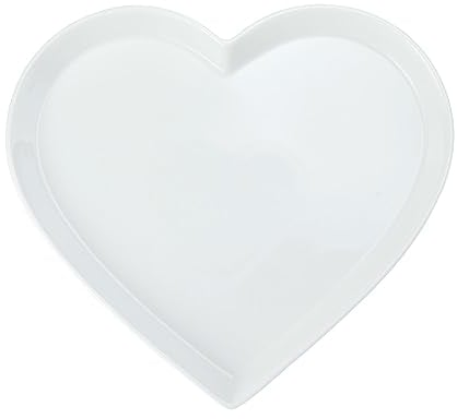 Mikasa Chalk Plat de service en porcelaine en forme de cœur, grand plat en forme de cœur pour canapés et hors-d'œuvre, 30 cm | Plat de service blanc pour les fêtes | Lavable au lave-vaisselle