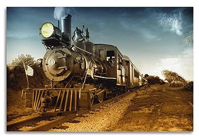 WOMEA Vintage Steam Train Poster Twilight Poster Dekorative Malerei Leinwand Wandposter und Kunstdruck Modern Familie Schlafzimmer Dekor Poster 30 x 45 cm