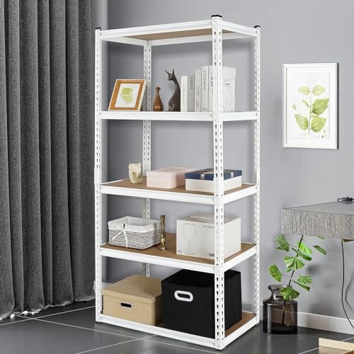 PACHIRA Verstellbares Schwerlastregal, 183 x 80 x 40 cm Garagenregal Gesamt Tragkraft bis 750kg, Robuste Lagerregale, Vorratsregal mit Stahlgestell, Kellerregal für Küche, Abstallraum, Büro
