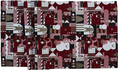Sander - Tischläufer - Calvin - Schneemann, Schaukelpferd - Weihnachten - 50 x 140 cm (26- Burgundy)