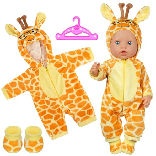 Aolso Kleidung Outfits für Baby Puppen, Babypuppenkleidung für 14–18 Zoll große Puppen, 35–45 cm große Babypuppen, Puppe Zubehör, Neue Puppenkleidungs-Outfits, Geschenke für Mädchen (Giraffe)
