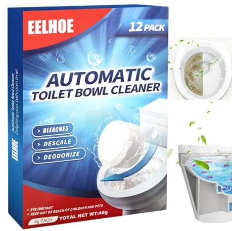 12pcs Toilet Cleaner Active Tablets,Toilet Bowl Cleaner,Toilet Limescale Remover,Toilet Stain Remover Heavy Duty,Toilet Cleaning Tablets Deep Clean,Deep Cleaning Foam Action Tabs,Toilet Cleaner