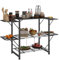Outsunny Cuisine de Camping Table de Camping Pliante en Acier et Aluminium, avec Sac de Transport, 2 tablettes rabattables, 2 étagères et Porte-gobelets, dim. 126L x 46l x 81H cm