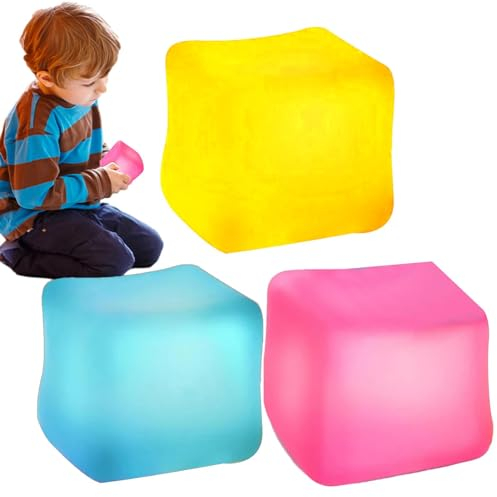 3pack Stress Cube, Squishy Stress Balls Für Erwachsene, Square Ice Cube Fidget Spielzeug, Sensory Fidget Spielzeug, High Density Gel Gefüllte Spielzeug, Squeeze Ball Stress Relief, Enhanced Grip Stren