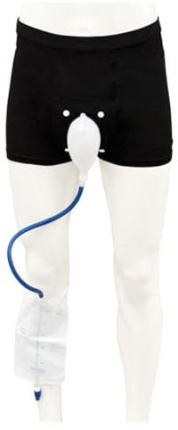 Raccoglitore di urina maschile, borsa per urina in silicone da uomo riutilizzabile in vita elastica, catetere esterno portatile da uomo con due sacche per urina da 500 ml riutilizzabili,Large