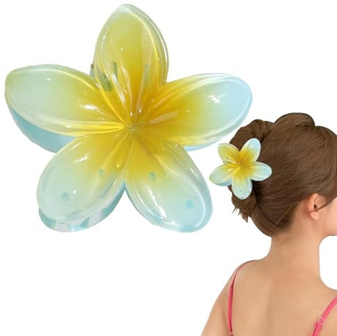 Pince Fleur Hawaienne - Barrette Tiaré et Hibiscus Pour Cheveux, Hair Clip Claw Pour Femmes