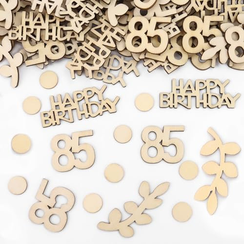 GoldRock Holz Konfetti 85 Geburtstag Deko Groß 1,5cm-6,5cm,Deko 85 Geburtstag Mann Frau,100 Stk Streudeko 85 Geburtstag,Tischdeko 85. Geburtstag Deko,85er Geburtstag Deko Confetti,Geburtstagsdeko 85