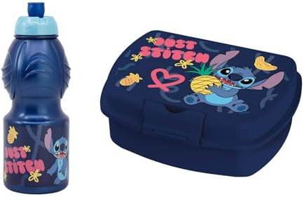 Contenitore per il pranzo e il panino per bambini Stitch + bottiglia con tappo di sicurezza senza BPA - Set pranzo (plastica)