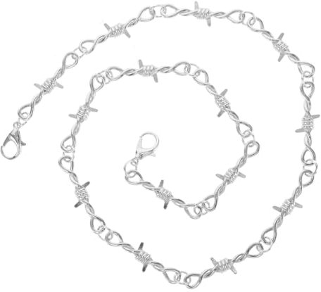 PACKOVE Gothic Choker Necklace Barbed Wire Chain Punk Hip Hop Metal Link Chain Unisex Streetwear Rock Jewelry for Men and Women