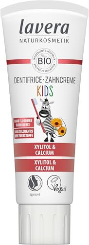 lavera Kids Zahnpasta ohne Flusen – ohne Farbstoffe – schützt die Milchzähne – weich und fruchtig – Ringelblume – 75 ml