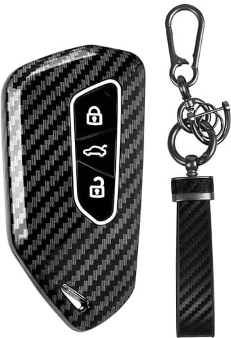 Autoschlüssel Hülle kompatibel mit VW Golf 8, Auto Schlüsselhülle 3-Tasten Auto Schlüssel Cover für VW ID3 ID4 E-Golf ab 12/2019 GTI GTE Clubsport, Schlüssel Hülle für Seat Leon MK 4 +Schlüsselanhänge