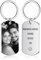 Porte-Clés Personnalisable avec Photo et Gravure Texte Double Face Porte Clef Personnalisé Cadeau pour Homme Femme Couples Amis et Famille (Gravure Argent)